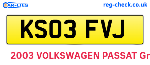 KS03FVJ are the vehicle registration plates.