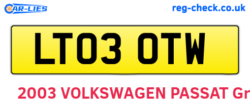 LT03OTW are the vehicle registration plates.