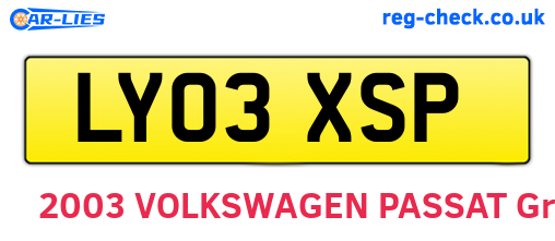LY03XSP are the vehicle registration plates.