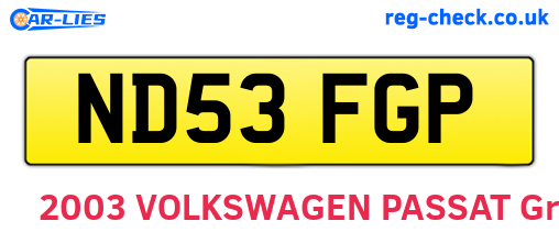 ND53FGP are the vehicle registration plates.