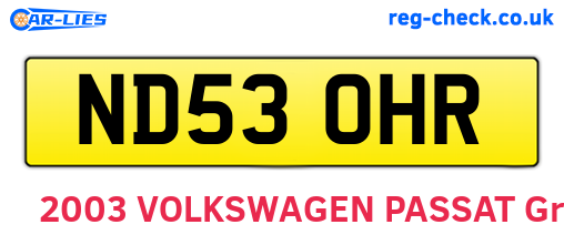 ND53OHR are the vehicle registration plates.