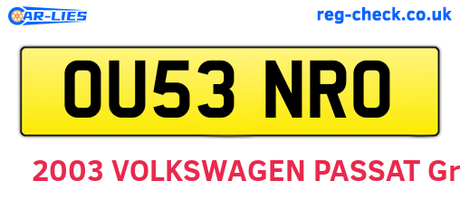 OU53NRO are the vehicle registration plates.