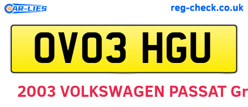 OV03HGU are the vehicle registration plates.