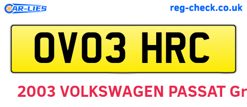 OV03HRC are the vehicle registration plates.