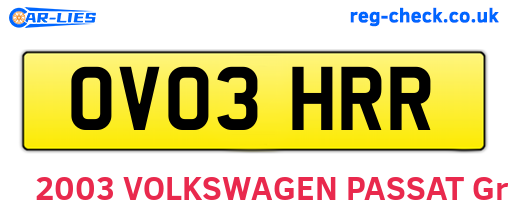 OV03HRR are the vehicle registration plates.