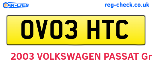 OV03HTC are the vehicle registration plates.