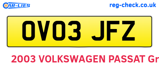 OV03JFZ are the vehicle registration plates.