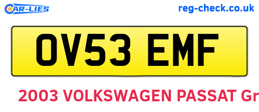 OV53EMF are the vehicle registration plates.