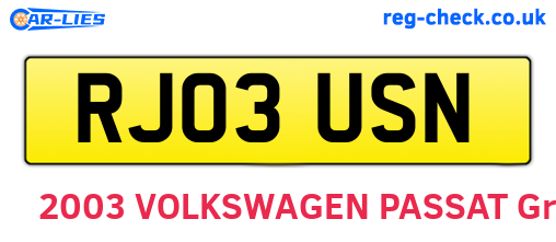 RJ03USN are the vehicle registration plates.