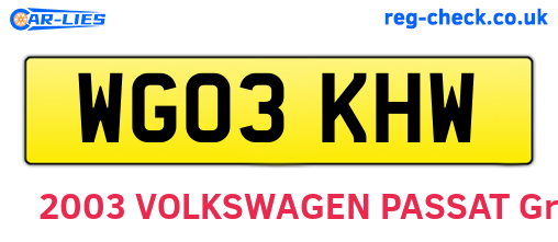 WG03KHW are the vehicle registration plates.