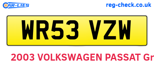 WR53VZW are the vehicle registration plates.