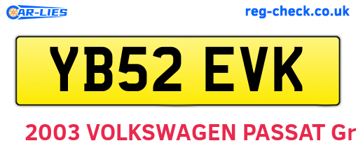 YB52EVK are the vehicle registration plates.