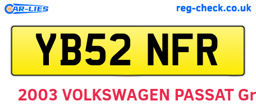 YB52NFR are the vehicle registration plates.