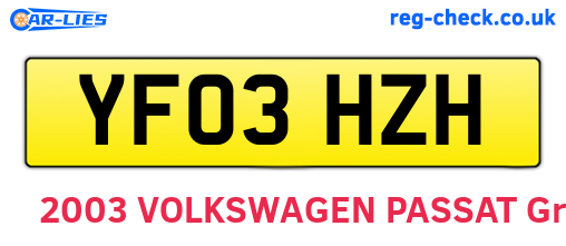 YF03HZH are the vehicle registration plates.