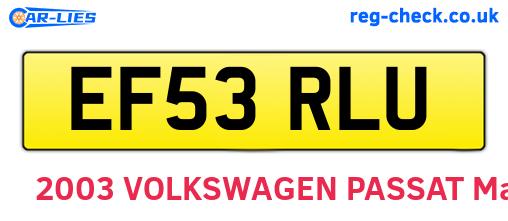 EF53RLU are the vehicle registration plates.