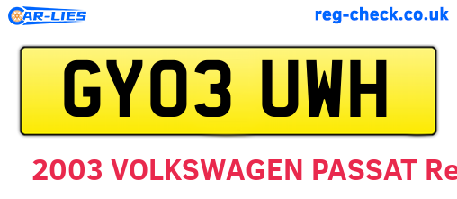GY03UWH are the vehicle registration plates.
