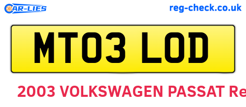MT03LOD are the vehicle registration plates.