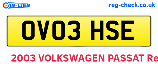 OV03HSE are the vehicle registration plates.