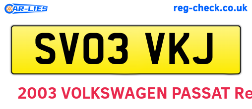 SV03VKJ are the vehicle registration plates.