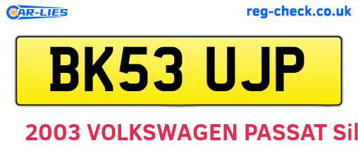 BK53UJP are the vehicle registration plates.