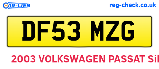 DF53MZG are the vehicle registration plates.