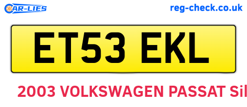 ET53EKL are the vehicle registration plates.
