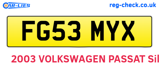 FG53MYX are the vehicle registration plates.