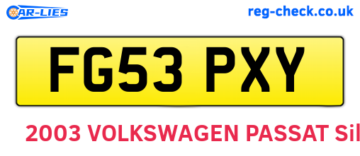 FG53PXY are the vehicle registration plates.