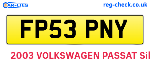 FP53PNY are the vehicle registration plates.