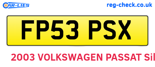 FP53PSX are the vehicle registration plates.