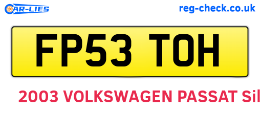 FP53TOH are the vehicle registration plates.