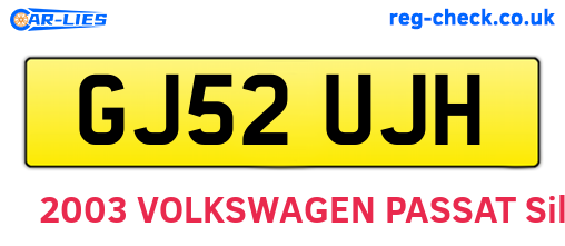 GJ52UJH are the vehicle registration plates.