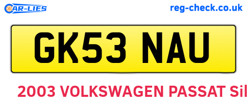 GK53NAU are the vehicle registration plates.