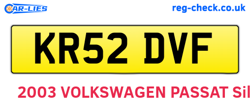 KR52DVF are the vehicle registration plates.