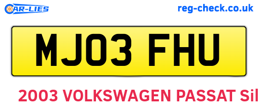 MJ03FHU are the vehicle registration plates.