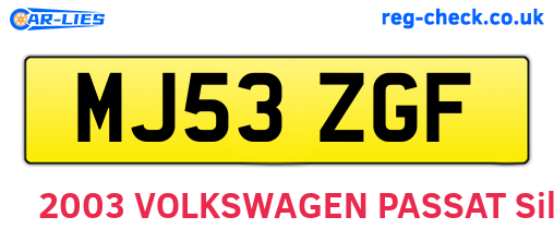 MJ53ZGF are the vehicle registration plates.