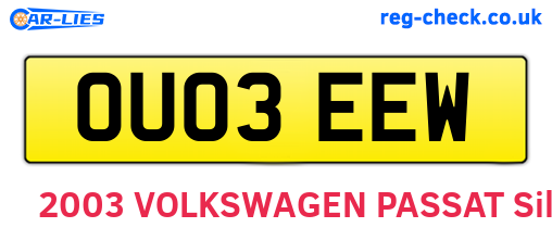 OU03EEW are the vehicle registration plates.