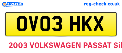 OV03HKX are the vehicle registration plates.