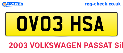 OV03HSA are the vehicle registration plates.