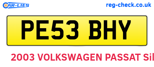 PE53BHY are the vehicle registration plates.