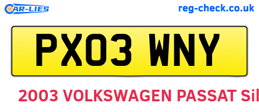 PX03WNY are the vehicle registration plates.