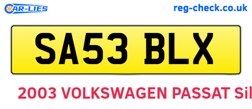 SA53BLX are the vehicle registration plates.