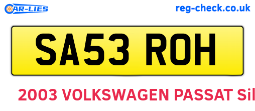 SA53ROH are the vehicle registration plates.