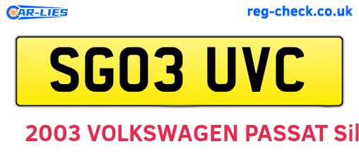 SG03UVC are the vehicle registration plates.