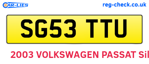 SG53TTU are the vehicle registration plates.