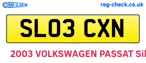 SL03CXN are the vehicle registration plates.