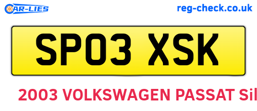 SP03XSK are the vehicle registration plates.