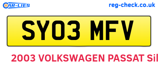 SY03MFV are the vehicle registration plates.