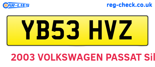 YB53HVZ are the vehicle registration plates.