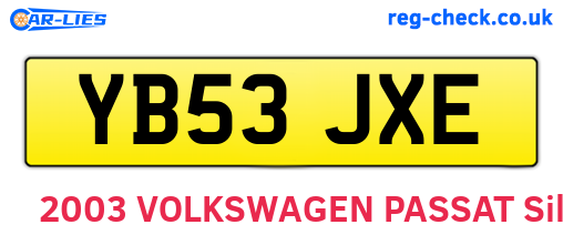 YB53JXE are the vehicle registration plates.